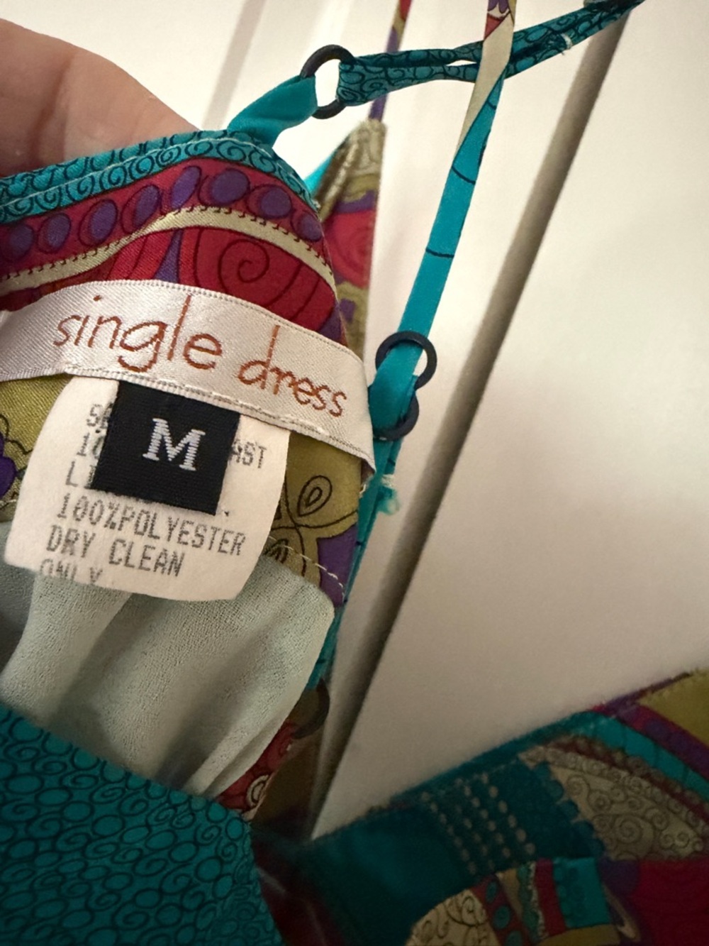 Boho V-Neck Maxi Dress in Teal and Multicolor - Picture 6 of 6
